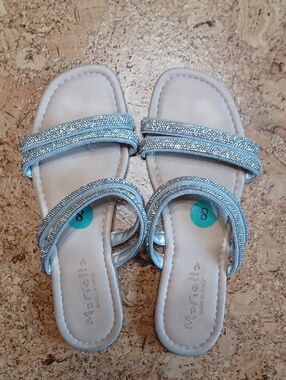 Mariella Silver Sparkly Strappy Leather Sandals Size 8